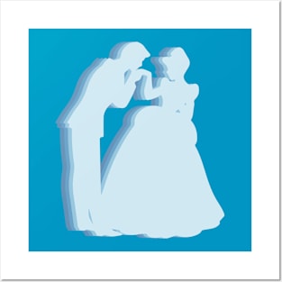 Minimalist Cinderella and Prince Silhouette Posters and Art